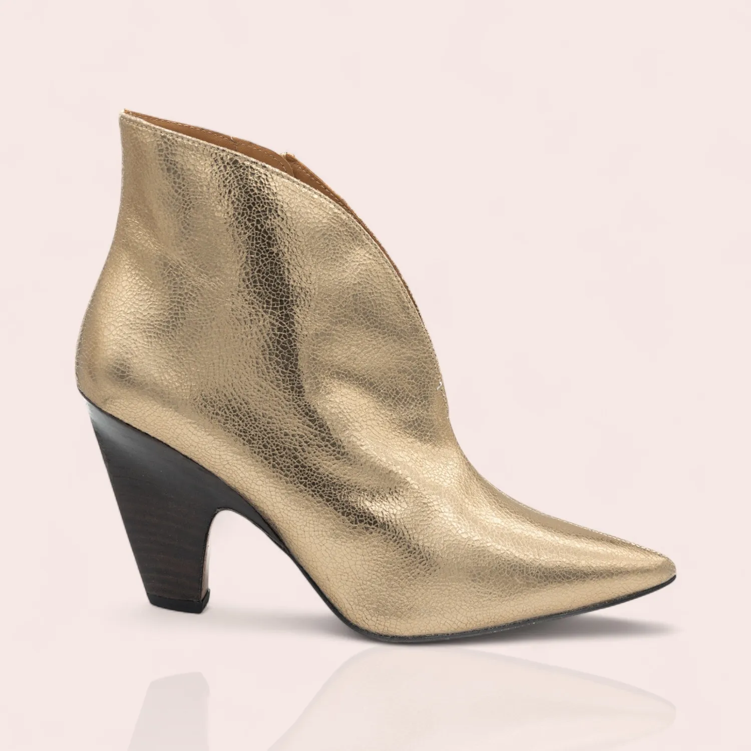 Karine Arabian Goncourt bottines cuir or bleu 85mm