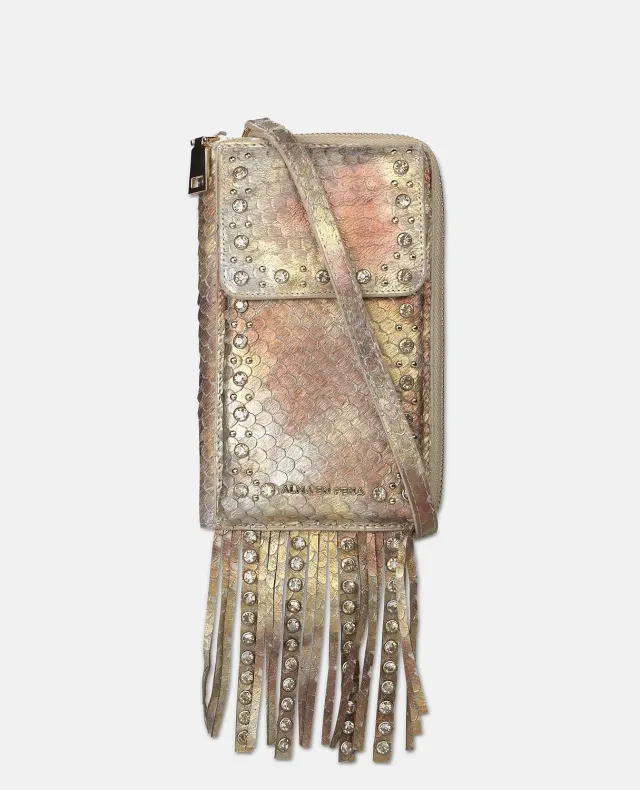 Alma en Pena V26WT016 sac portefeuille cuir camel clouté