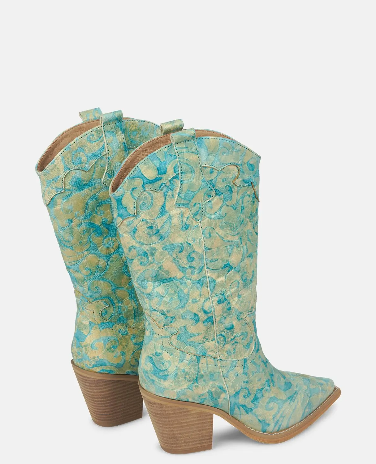 Alma en Pena V250131 bottes cuir bleu talon 8 cm