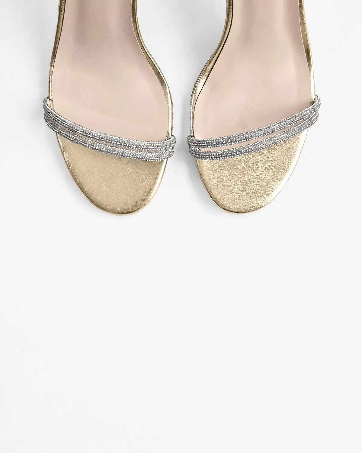 Mi/Mai Evora Gold sandales strass bride mollet argenté