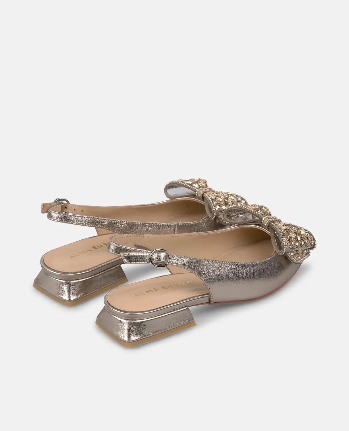 Alma en Pena V250495 ballerines plates bronze nœud cuir