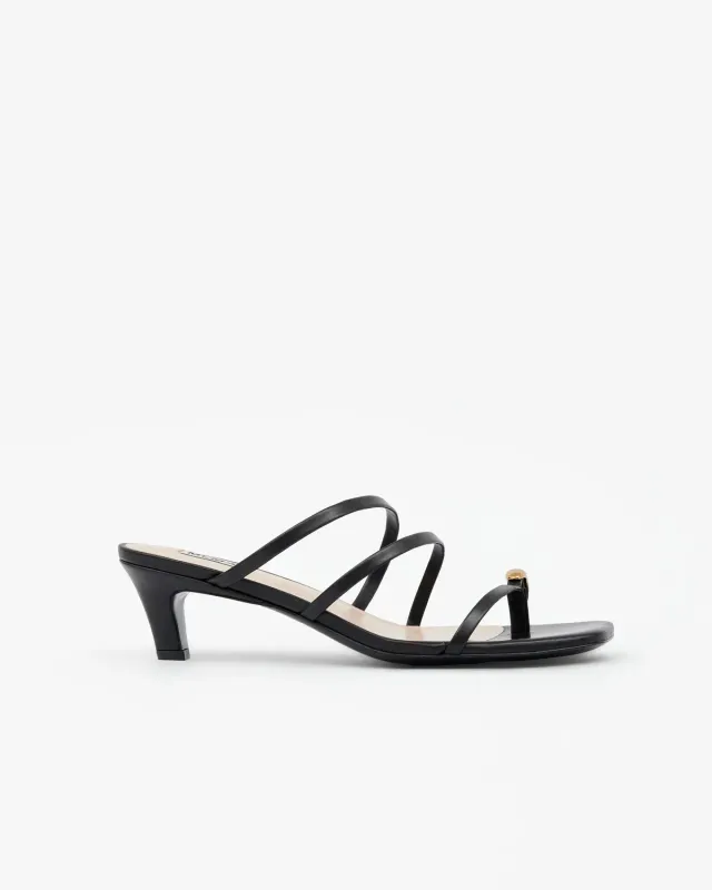 Mi/Mai Lima Black mules noires talon bas doré