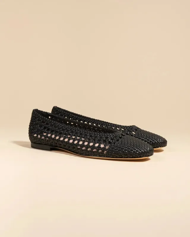 Mi/Mai Aria Black ballerines tressées noires similicuir