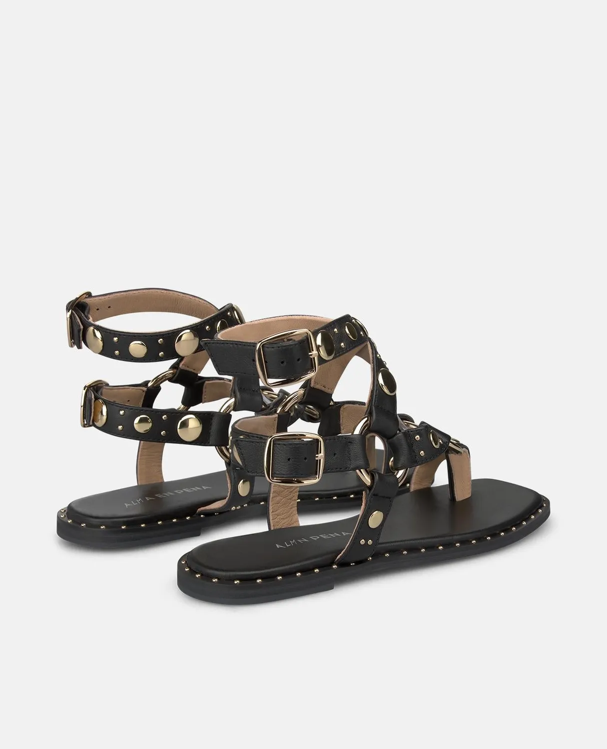 Alma en Pena V268211 Sandales Plates T-Strap Noir