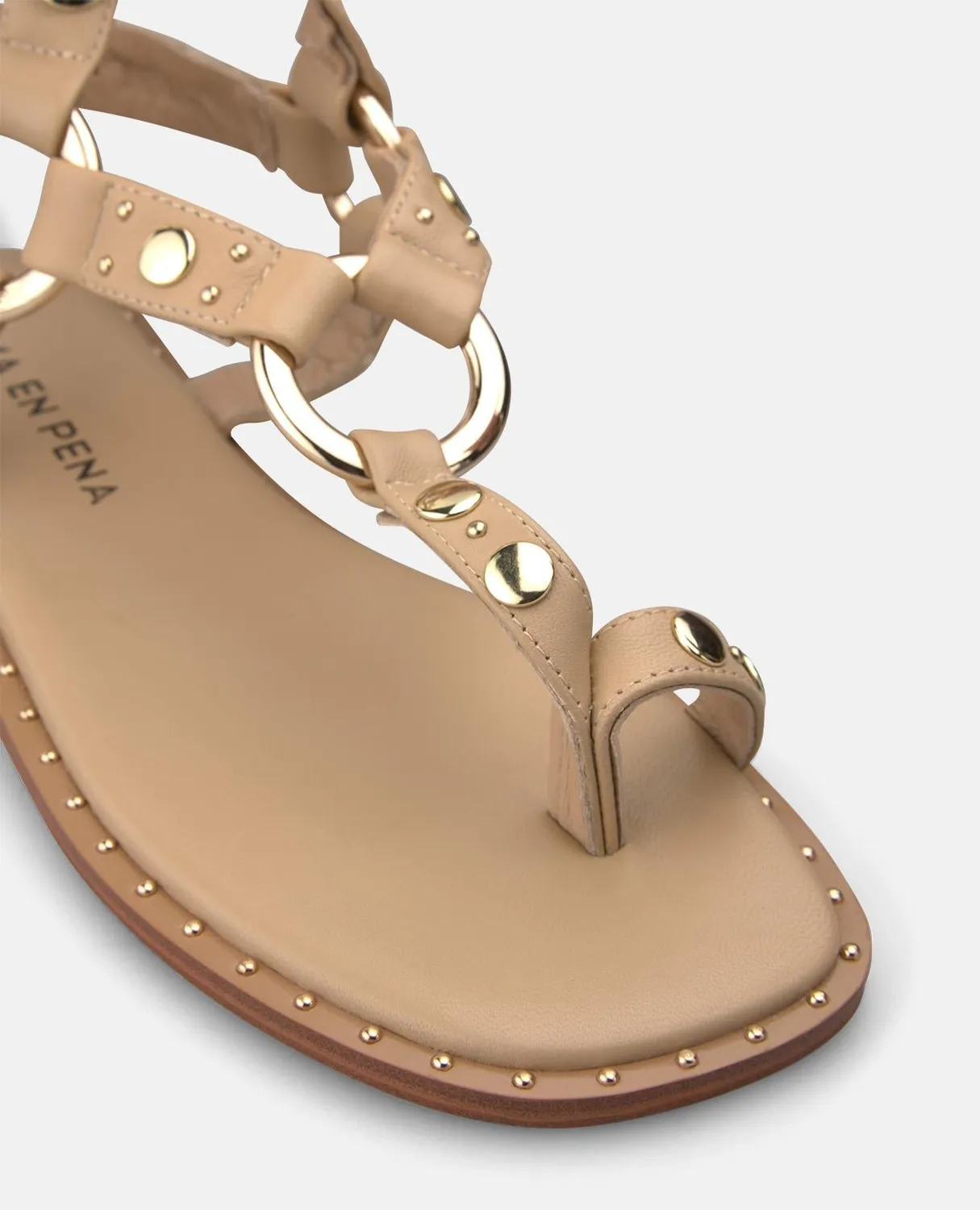 Alma en Pena V268211 sandales plates sable cuir napa 1 cm