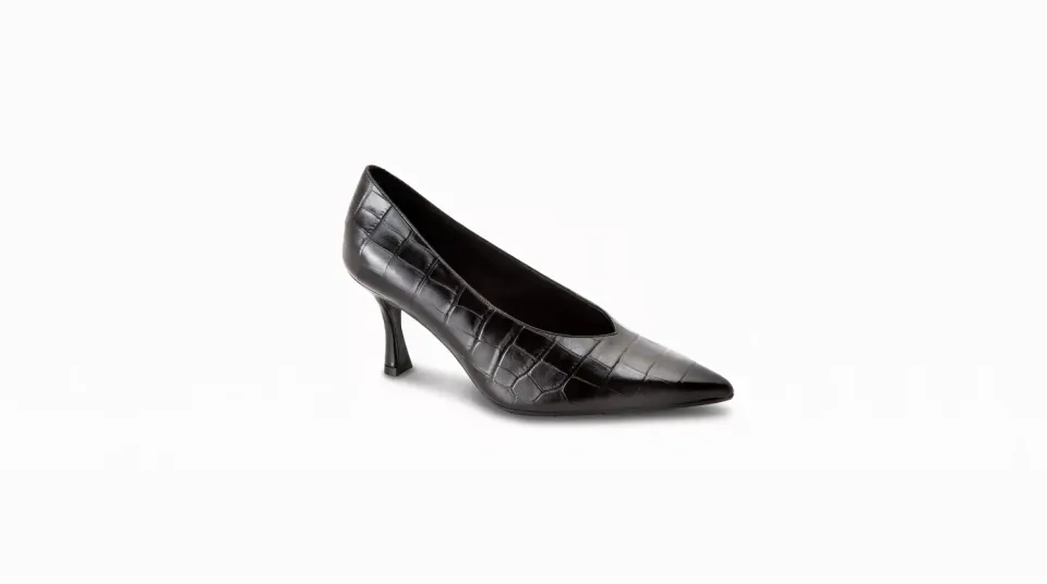 Matteo Pitti Penny escarpins noirs effet croco talon moyen