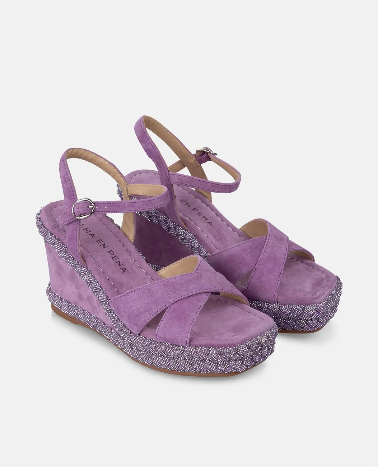 Alma en Pena V251303 compensées violet cuir talon 9,8 cm