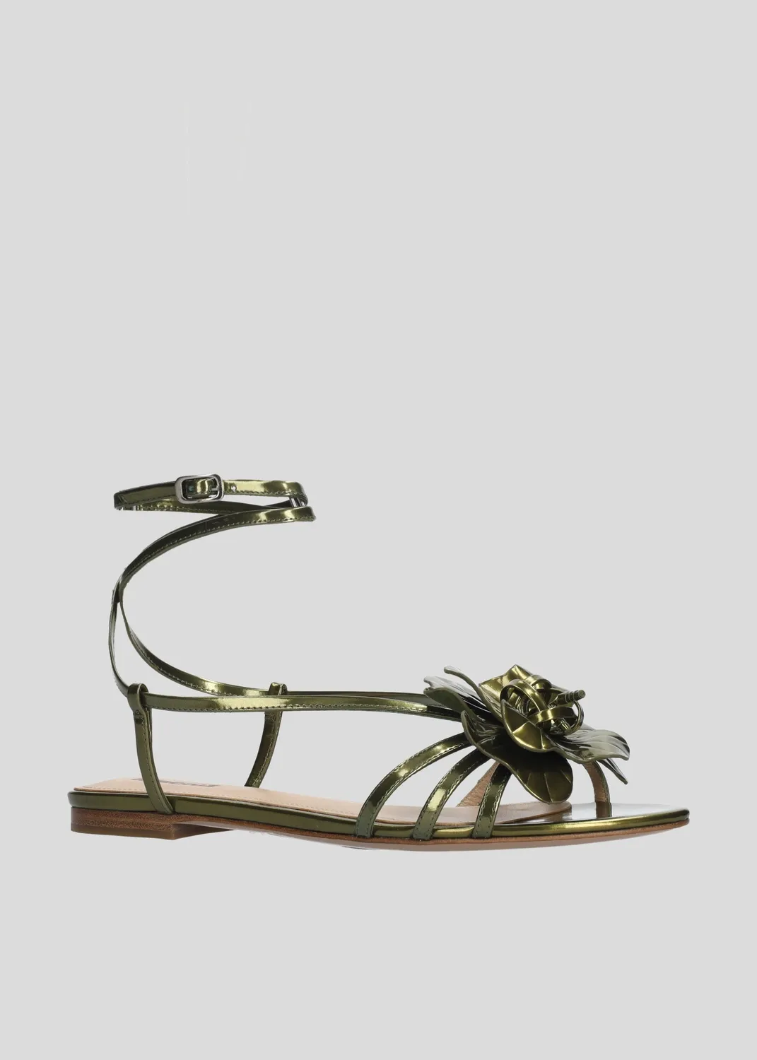 Lola Cruz Tulipa sandales plates kaki