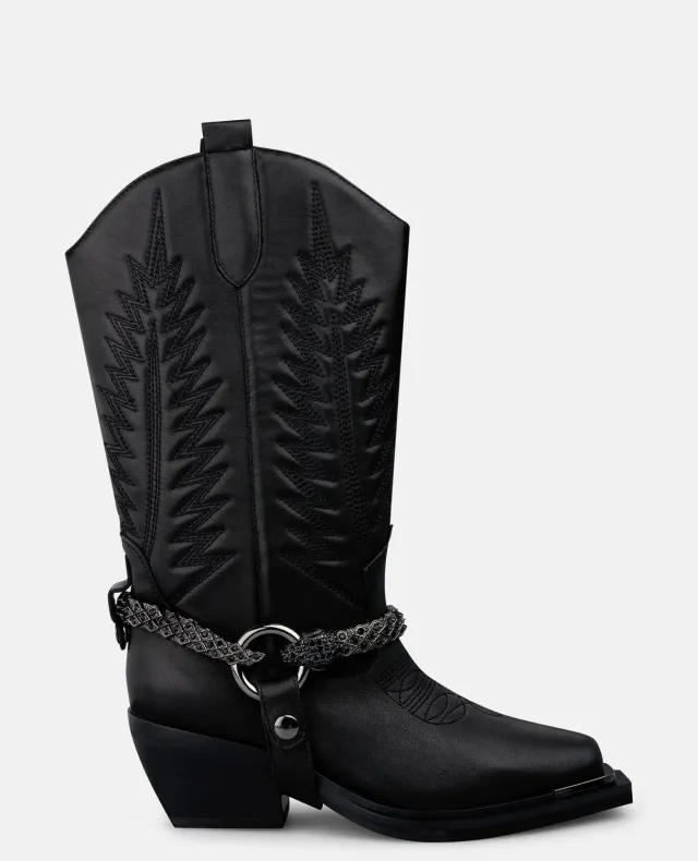 Alma en Pena I260572 bottes cowboy cuir noir talon 5,5 cm