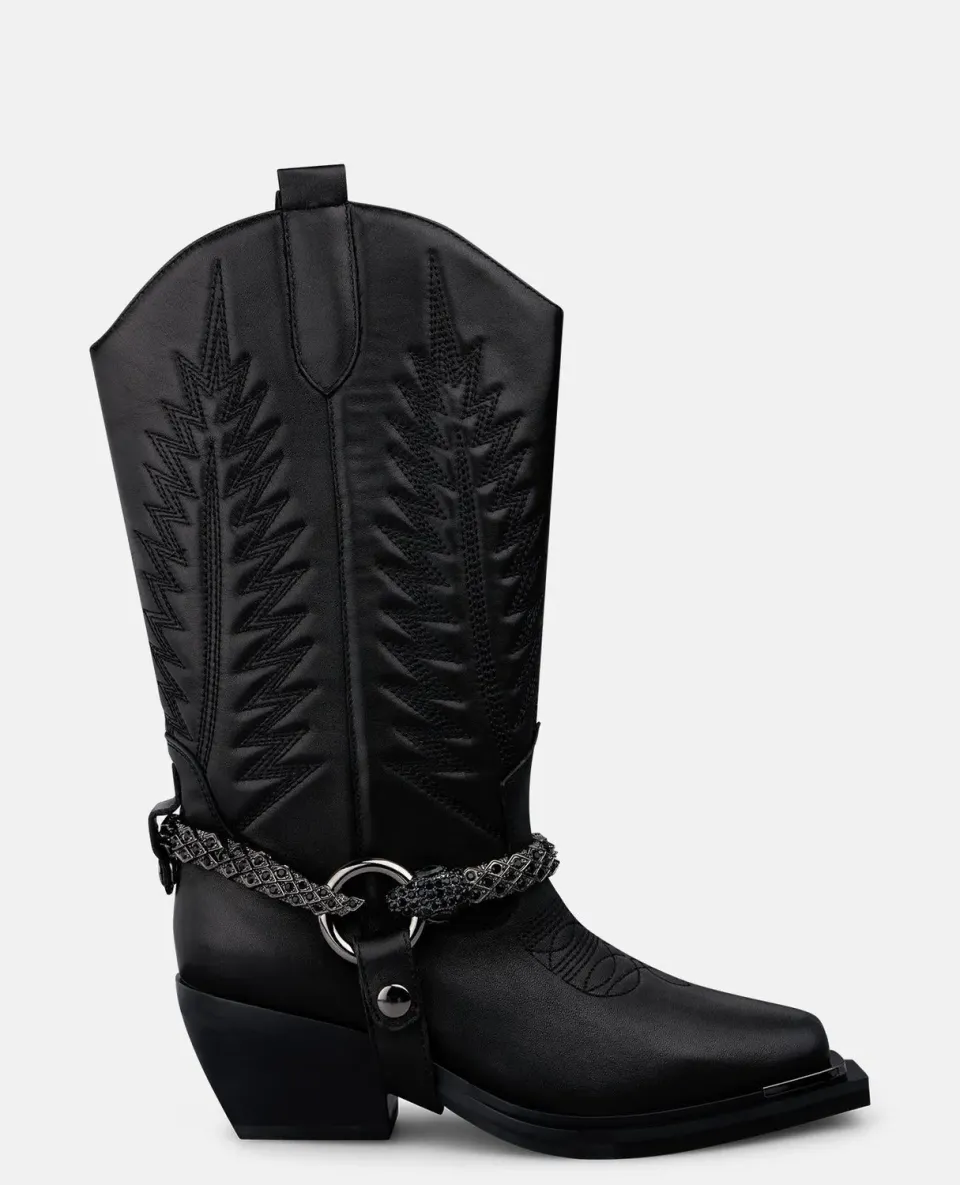Alma en Pena I260572 bottes cowboy cuir noir talon 5,5 cm