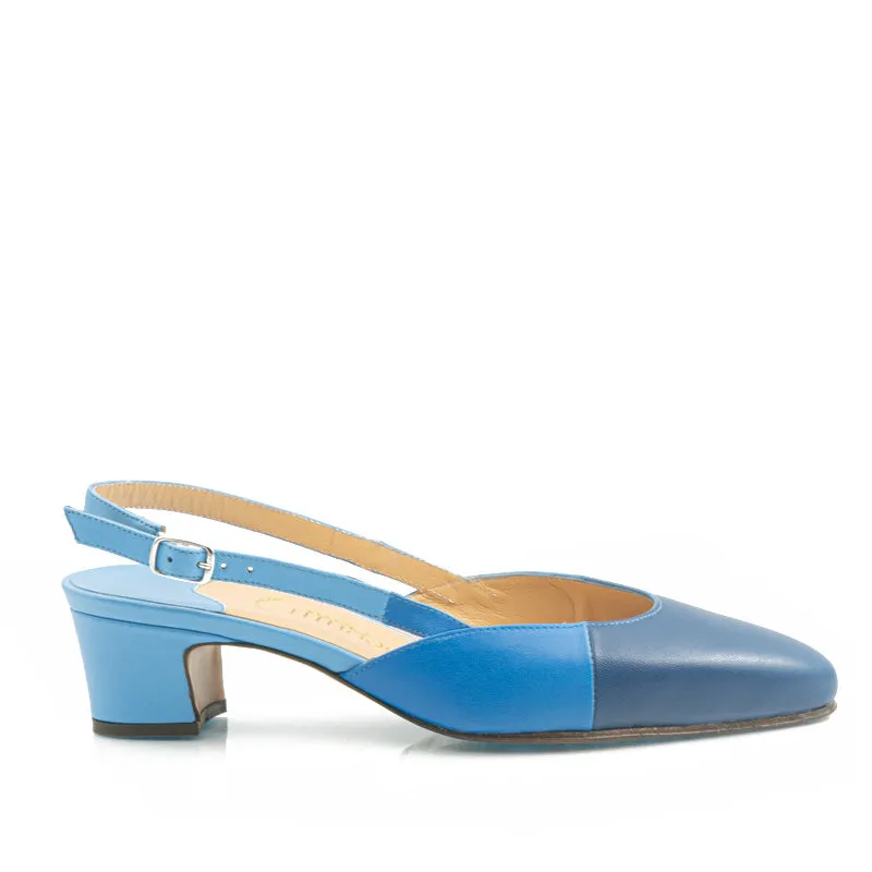 Bégum Paris Trianon escarpins slingback bleu 3,5 cm