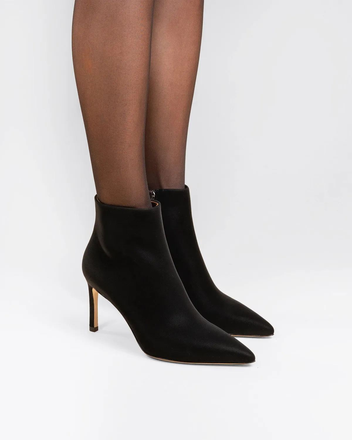 Mi/Mai Noura Black bottines talon 8 cm cuir noir