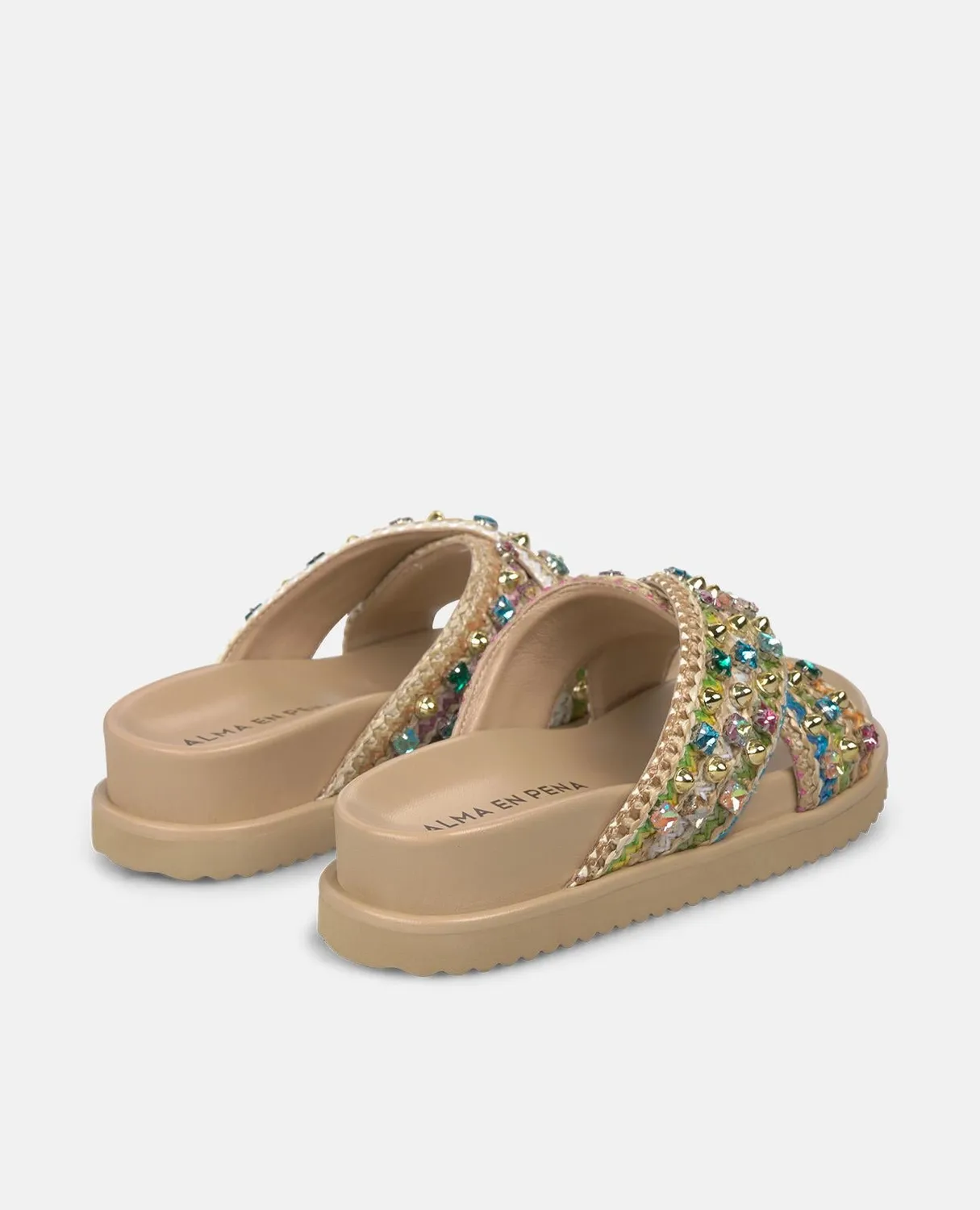 Alma en Pena V267510 sandales plates rafia multicolore 3 cm