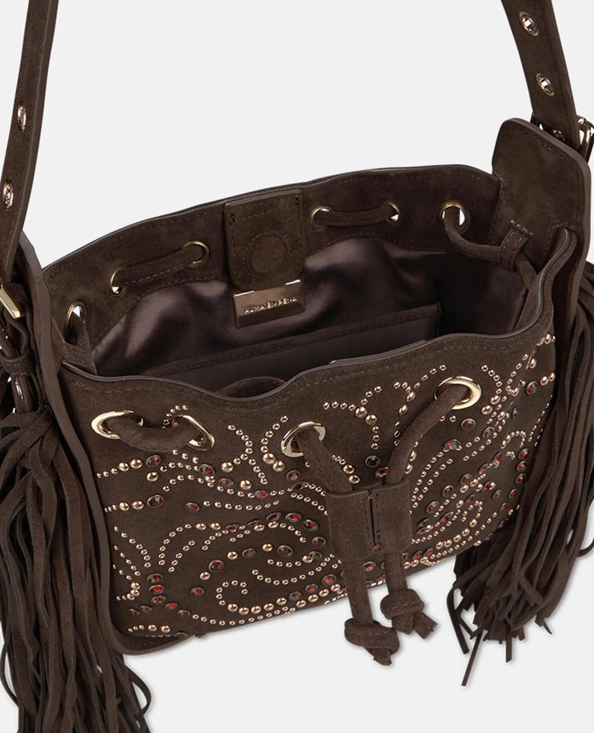 Alma en Pena BG215 sac cuir marron serraje clouté