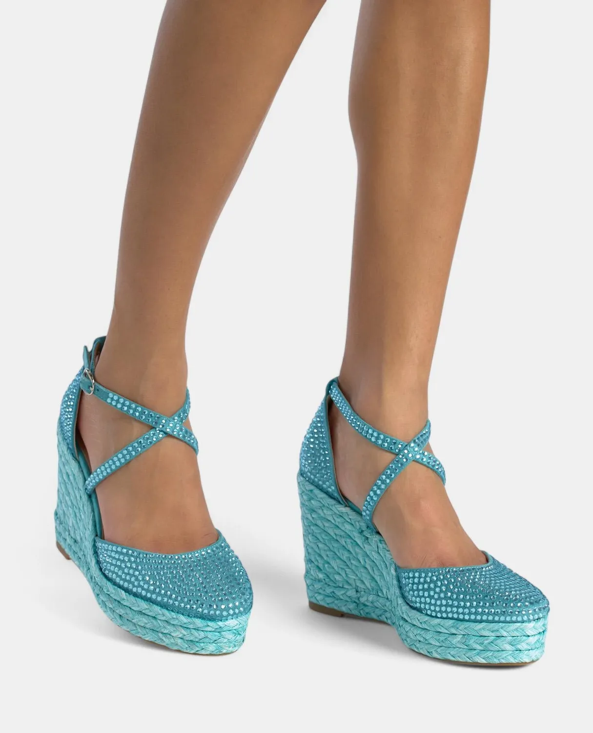 Alma en Pena V2551002 compensées turquoise cuir strass