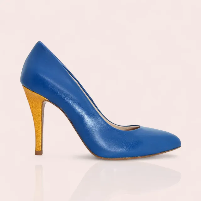 Karine Arabian PUMP escarpin cuir bleu royal 95 mm