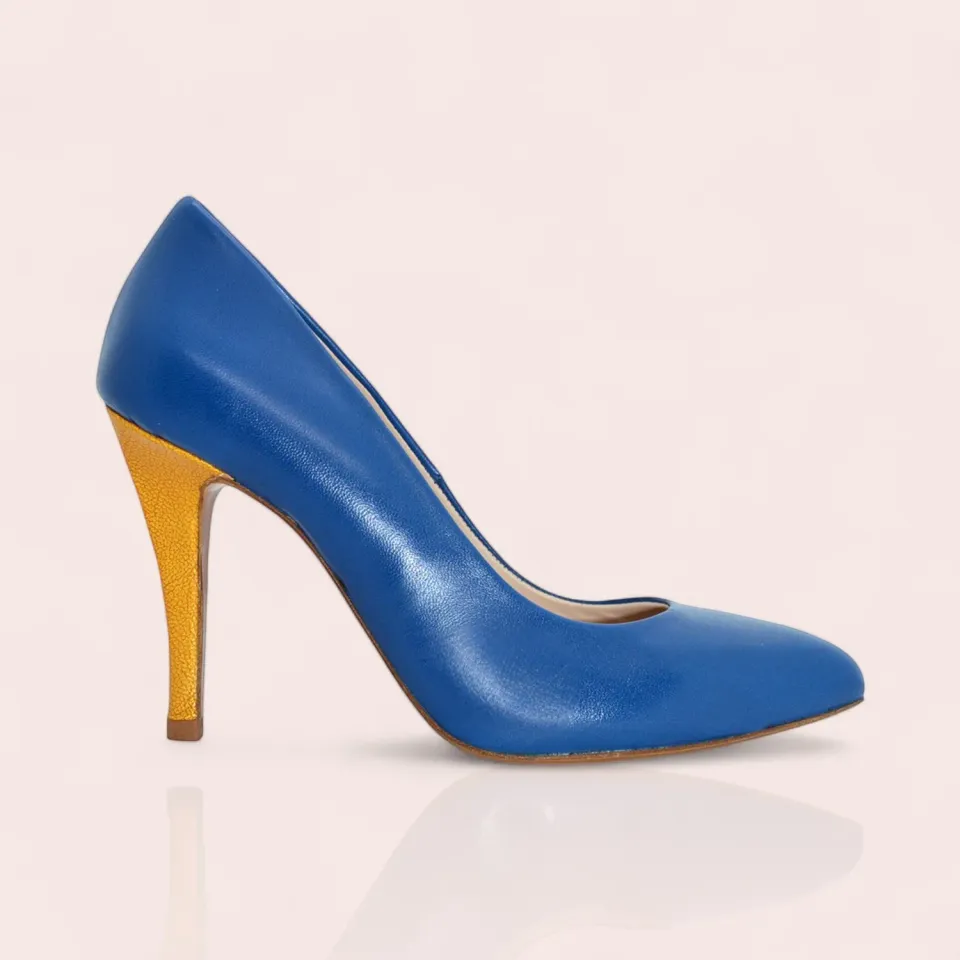 Karine Arabian PUMP escarpin cuir bleu royal 95 mm