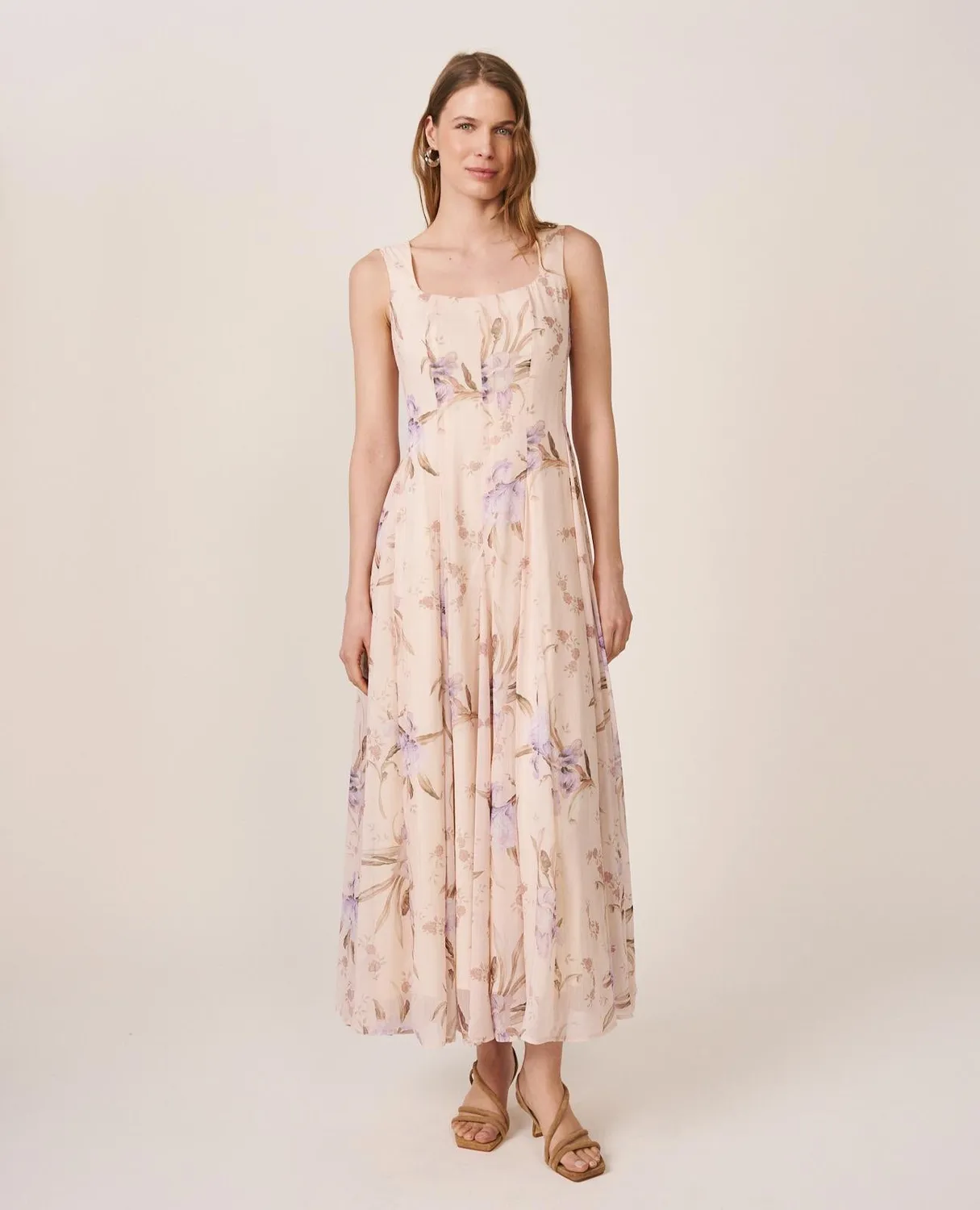 Alma en Pena V26CL0211 robe midi gaze lilas volants