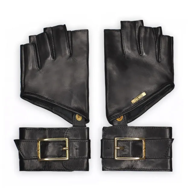 Maison Ernest Pulsion mitaines noir or cuir mat tailles XS-XXL