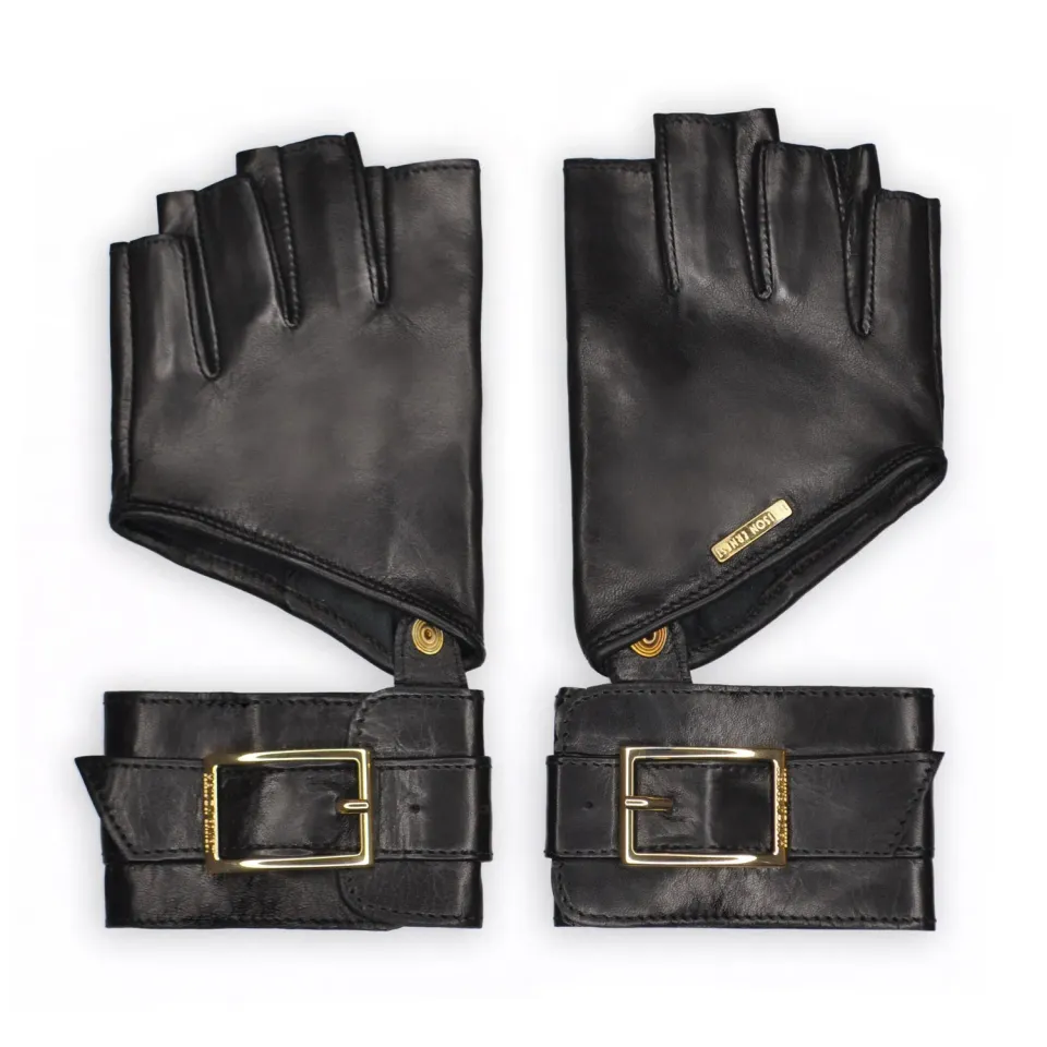 Maison Ernest Pulsion mitaines noir or cuir mat tailles XS-XXL