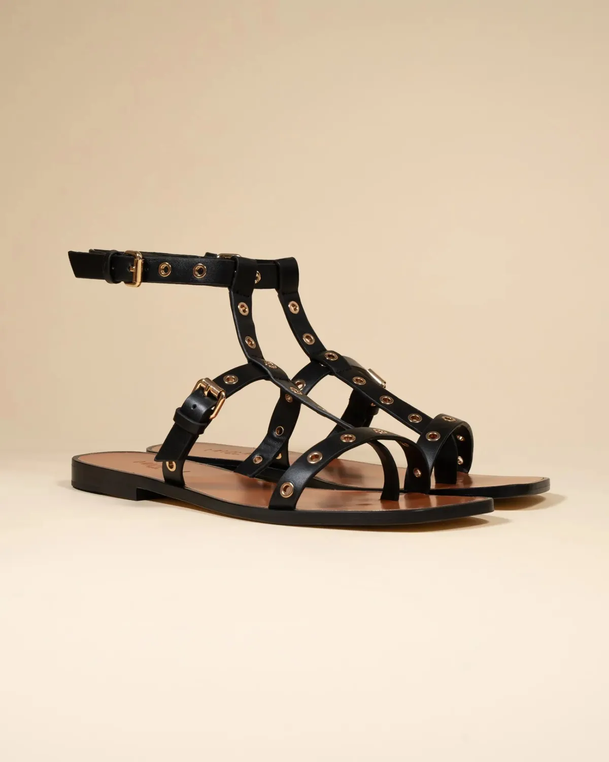 Mi/Mai Bonnie Black nu-pieds noir spartiate confort