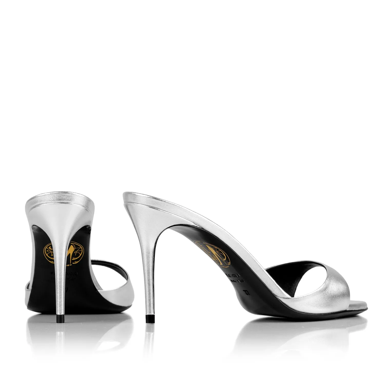 Maison Ernest Lidylle 85 mules argent cuir mat