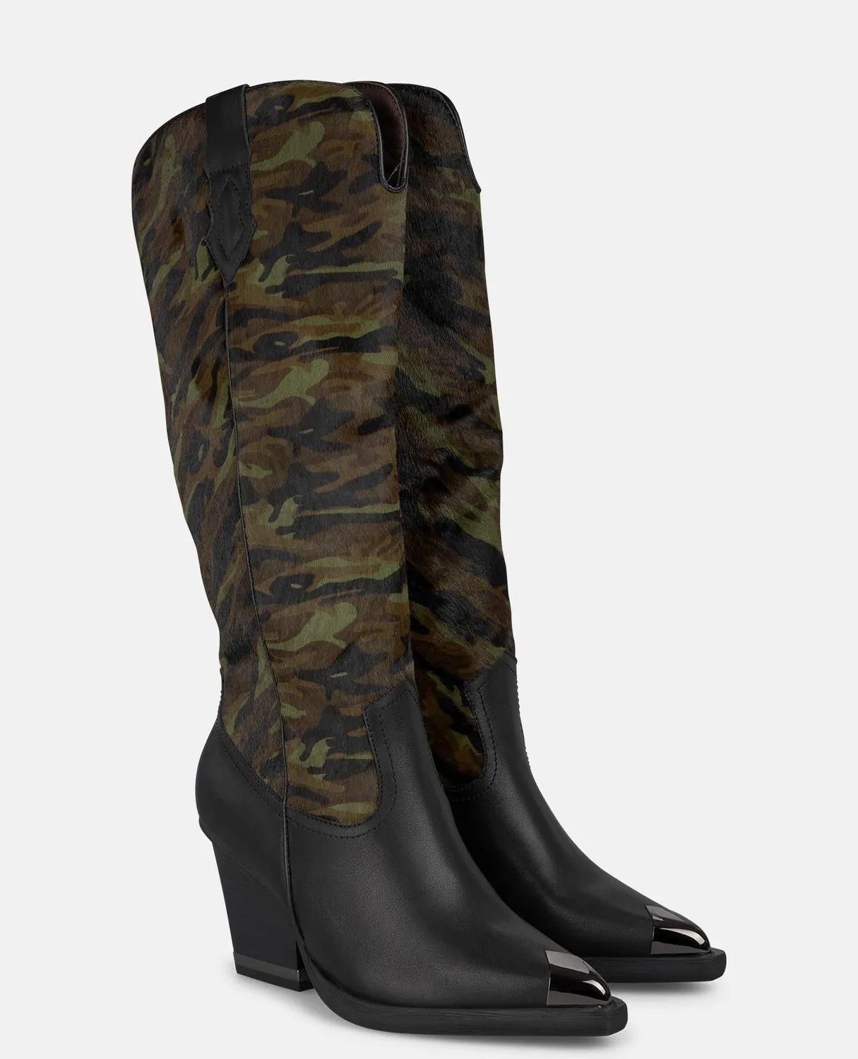 Alma en Pena I250856 bottes à talon vert cuir 8,5 cm