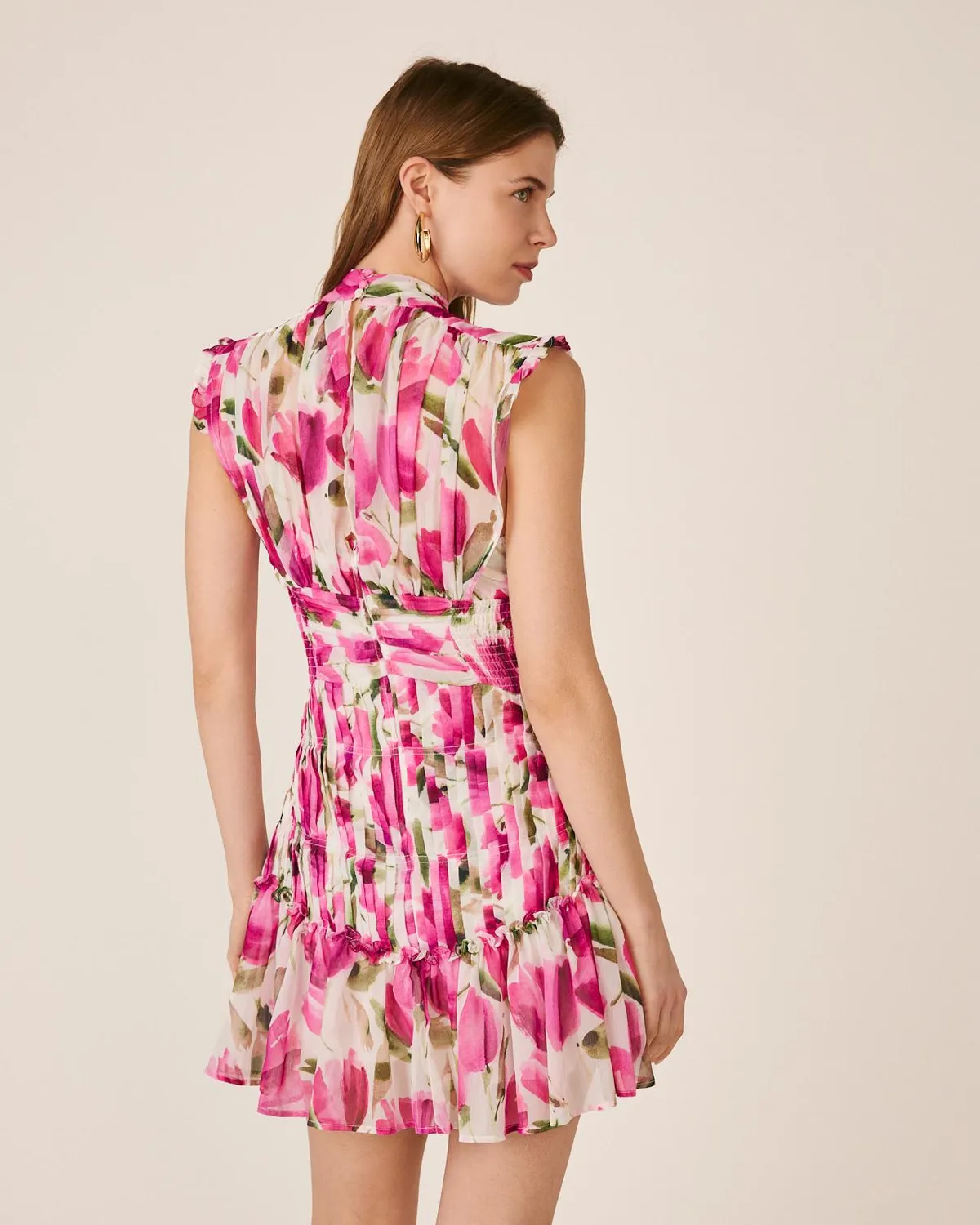 Alma en Pena V26CL0106 robe courte col montant rose