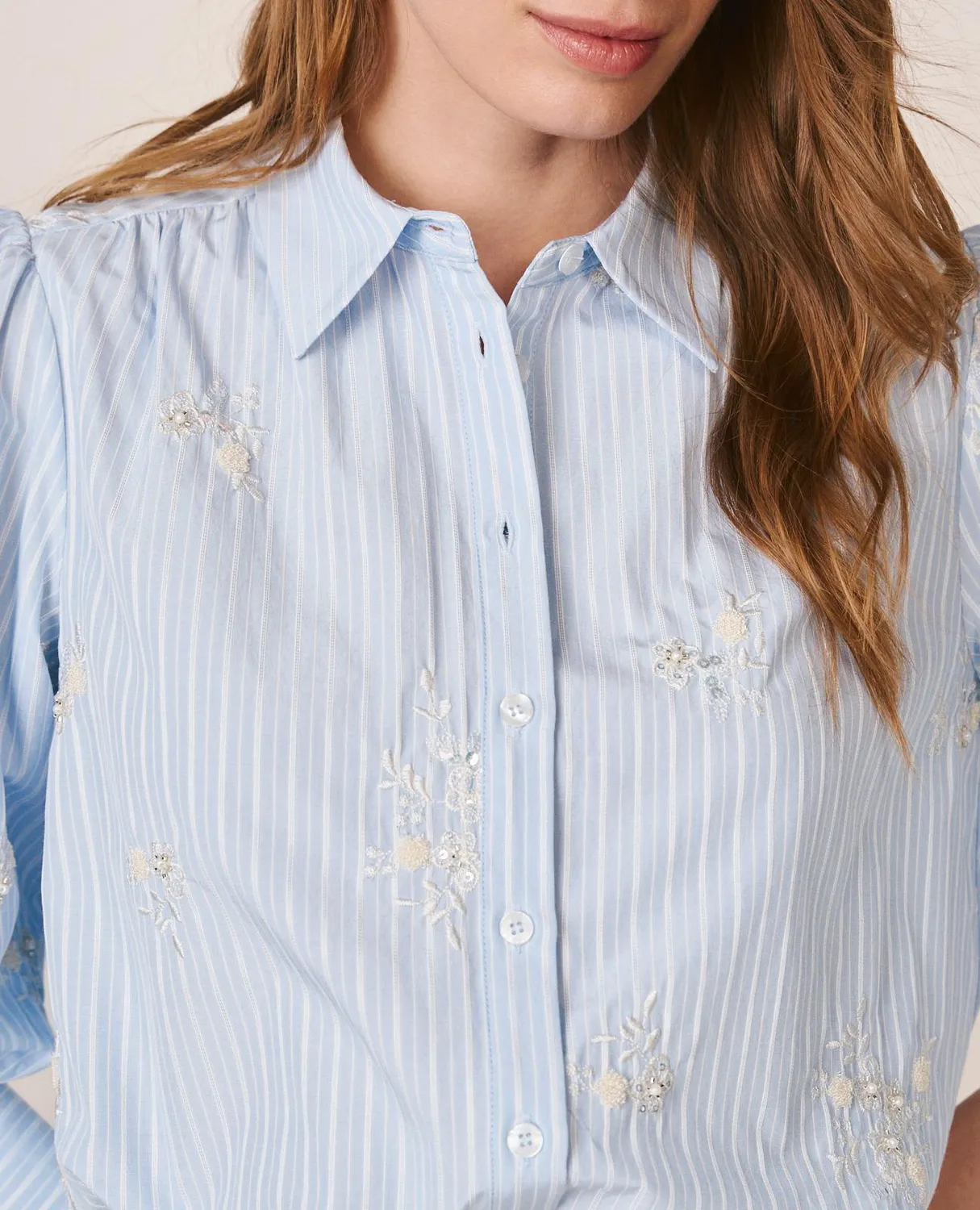 Alma en Pena V26CL0422 chemise popeline rayures bleue