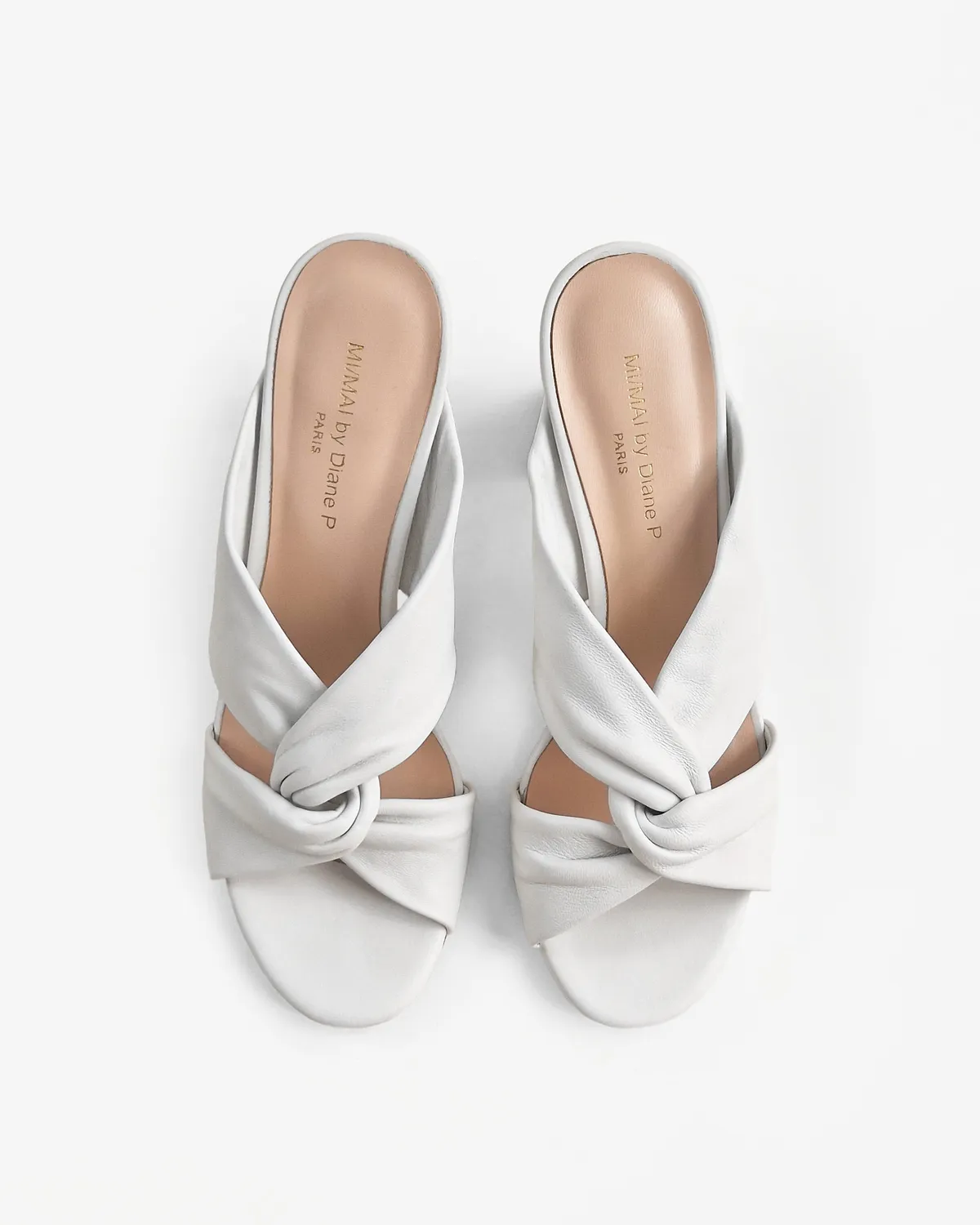 Mi/Mai Tamarama White mules talon blanc confort