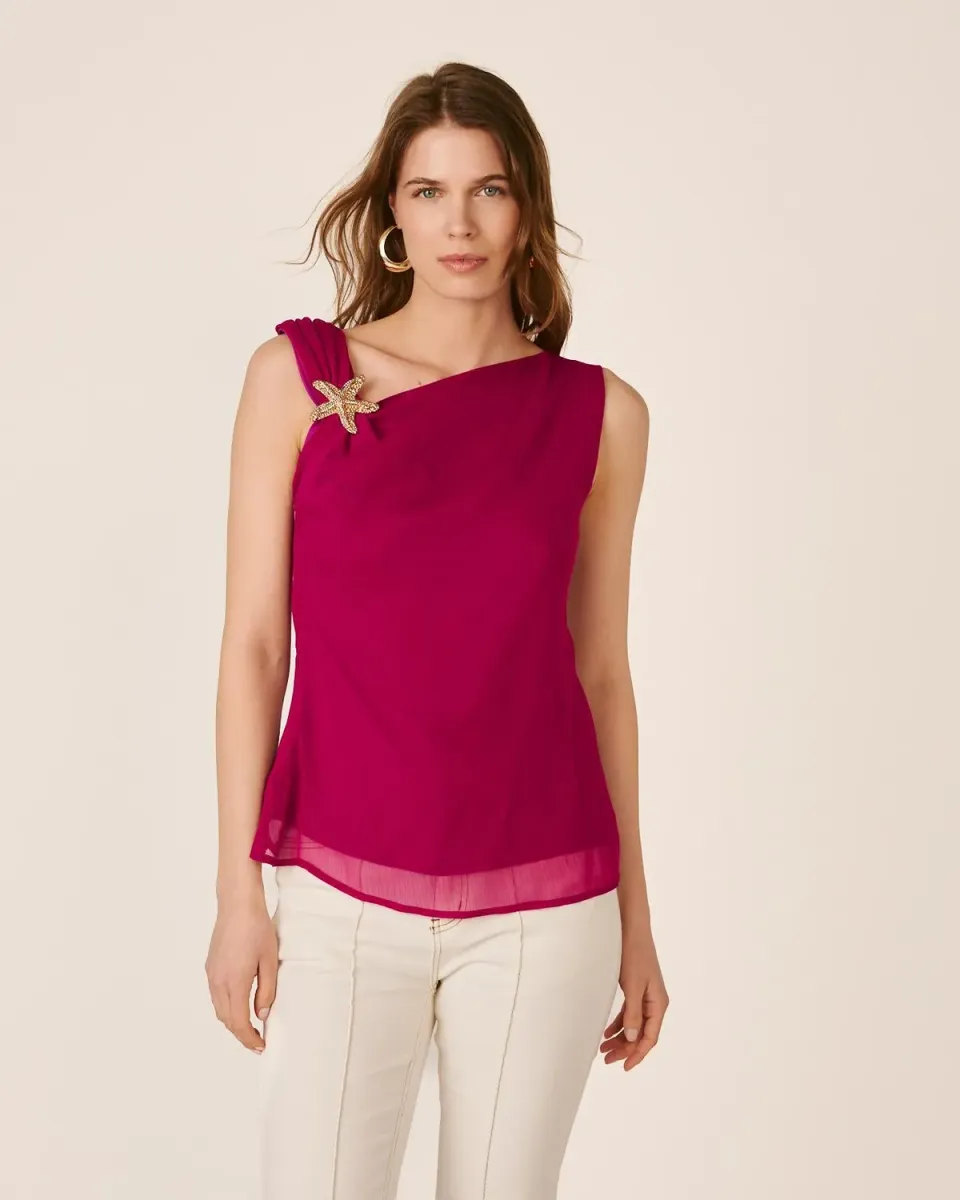 Alma en Pena V26CL0617 top asymétrique fuchsia