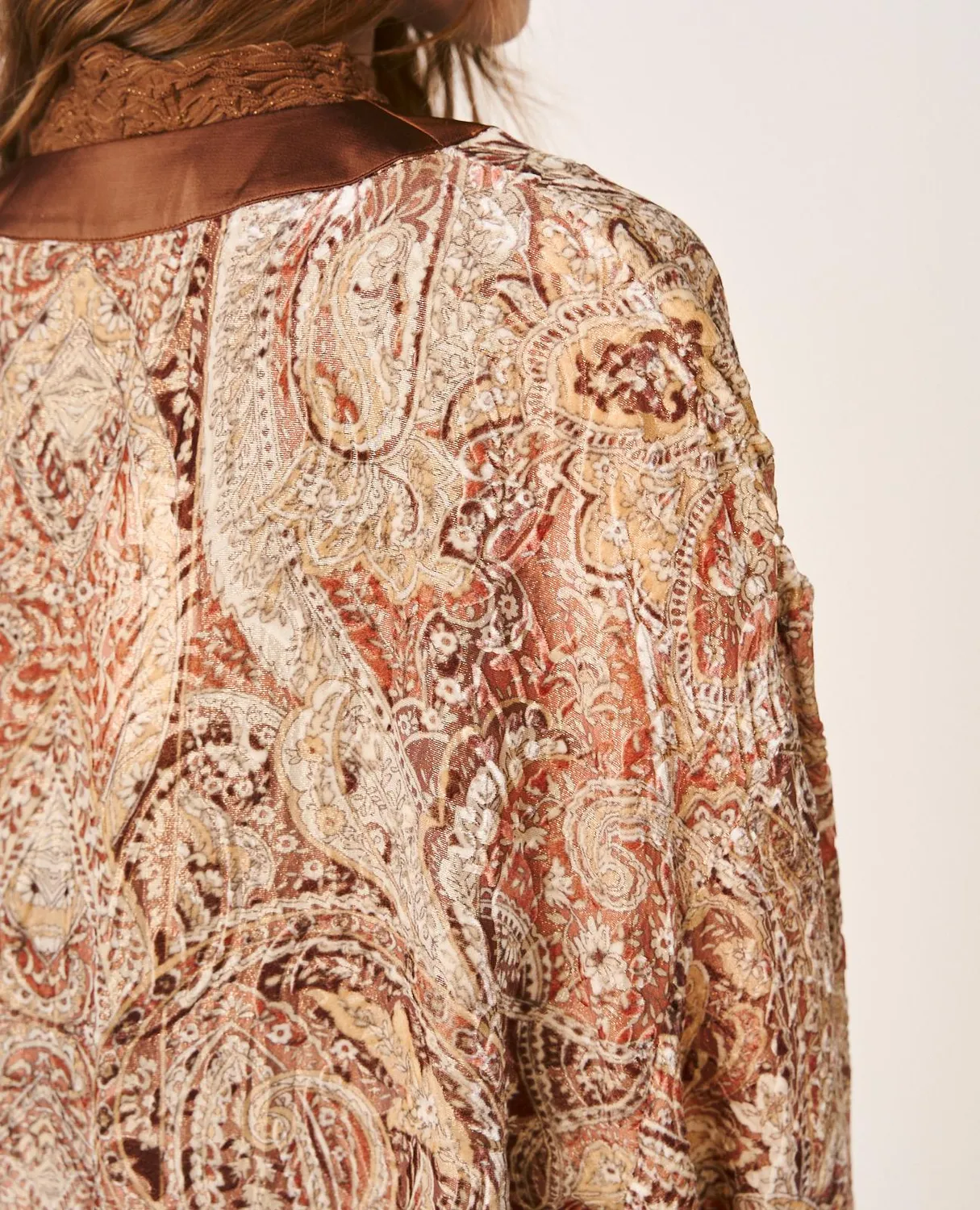 Alma en Pena I26CL1301 caftan paisley marron velours