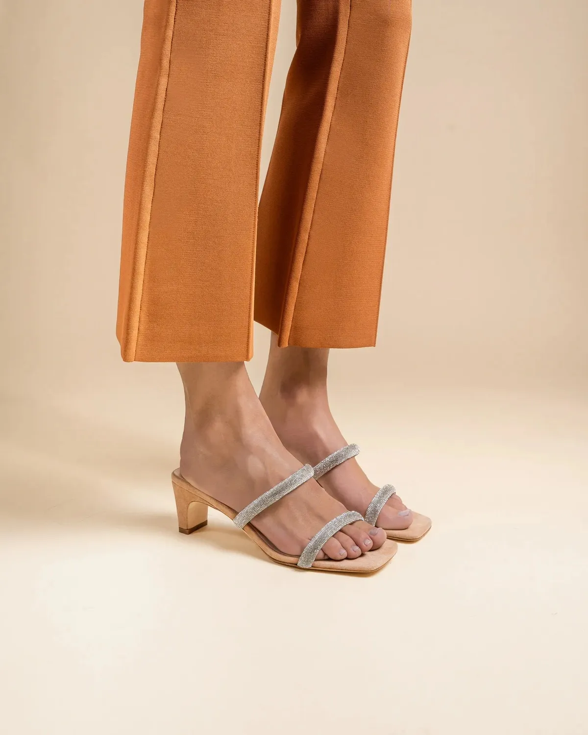 Mi/Mai Babs Nude mule strass soirée talon bas