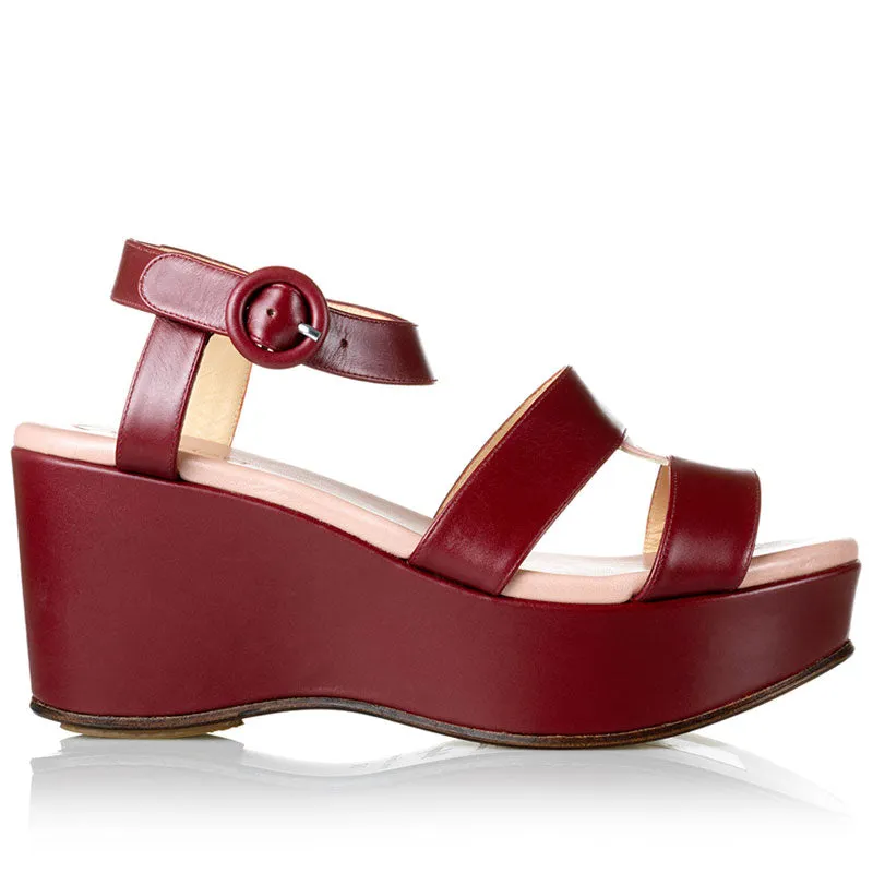 Bégum Paris Lisbonne sandale compensée rouge Pompéï