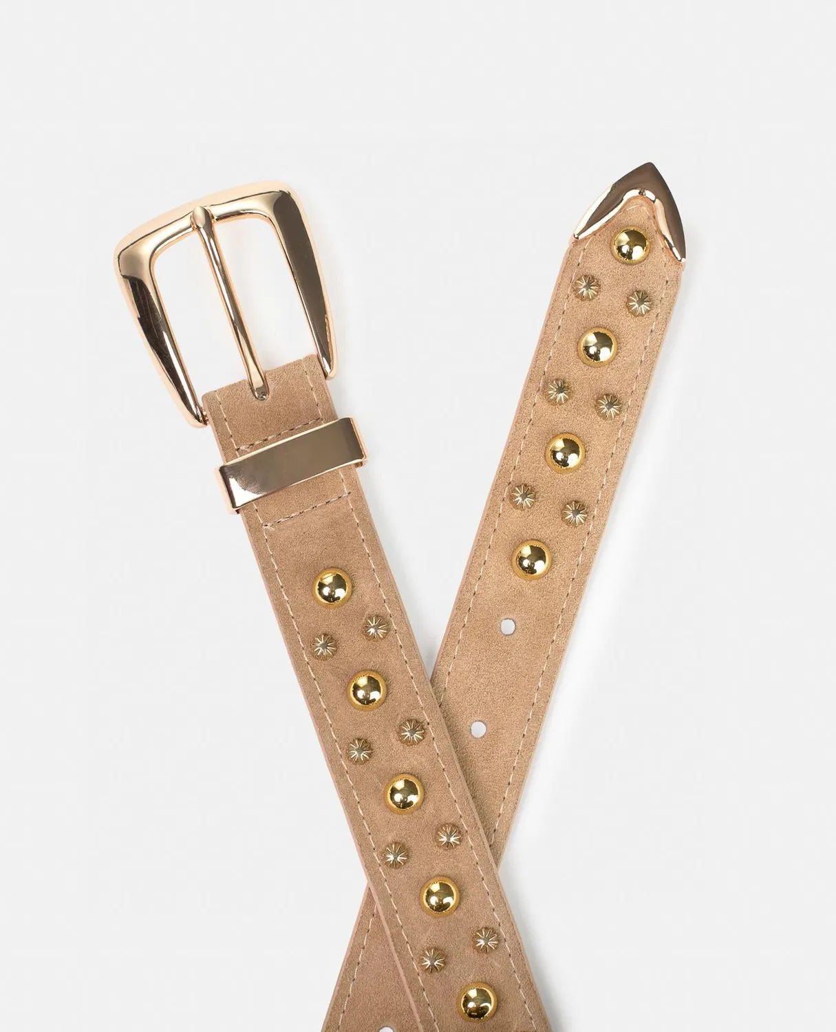 Alma en Pena V26CT015 ceinture cuir marron cloutée