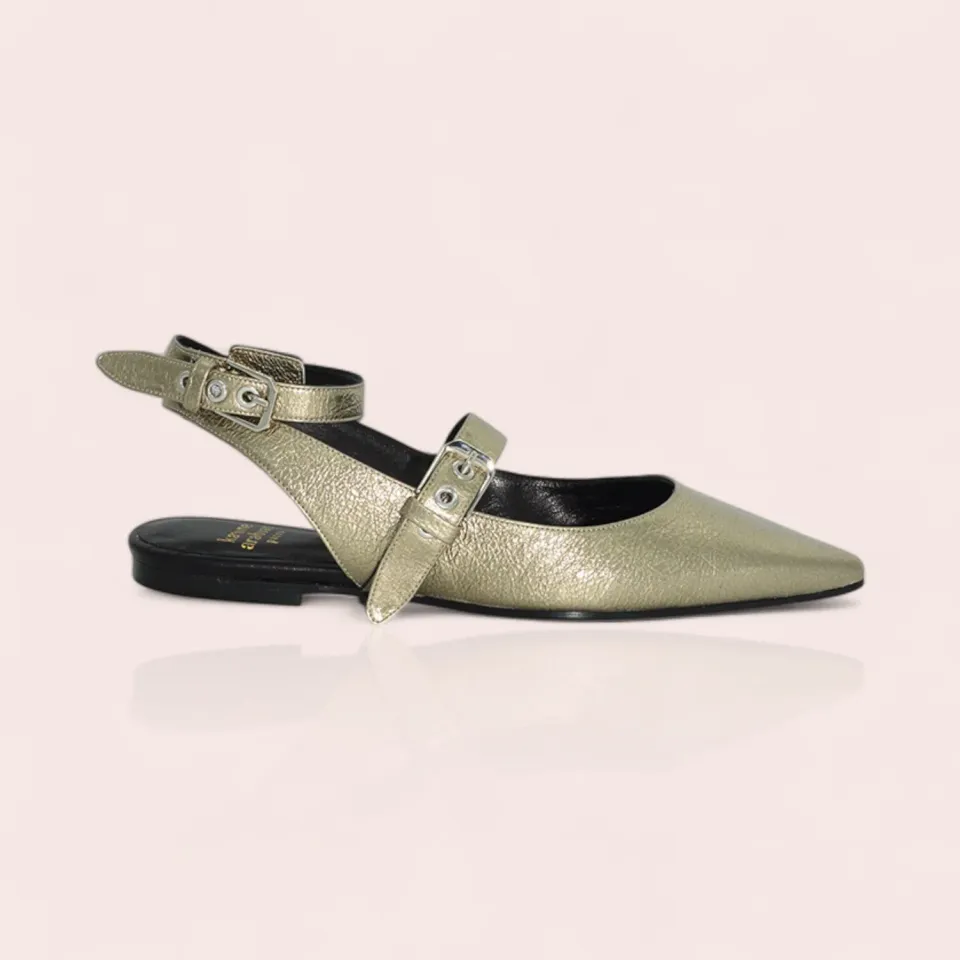 Karine Arabian Candy sandales plates cuir platine