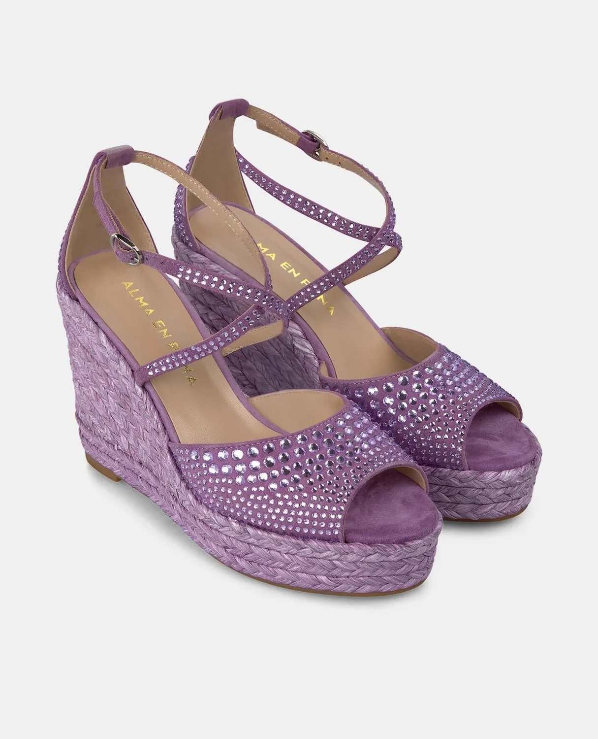 Alma en Pena V2551004 compensées violet strass talon 9,8 cm