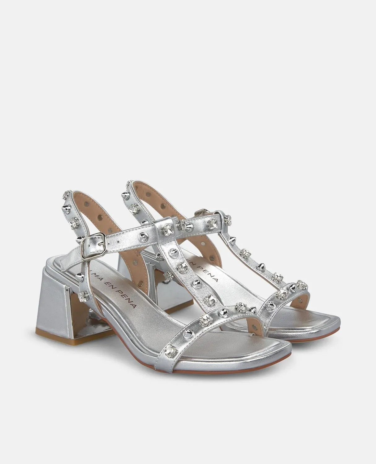 Alma en Pena V263106 sandales argent cuir talon 6 cm