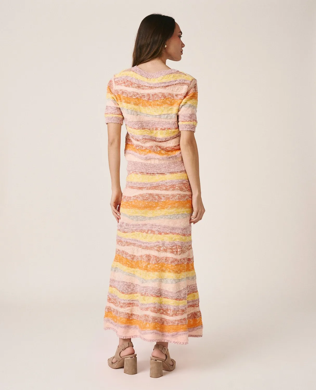 Alma en Pena V26CL1803 jupe midi orange maille sirène