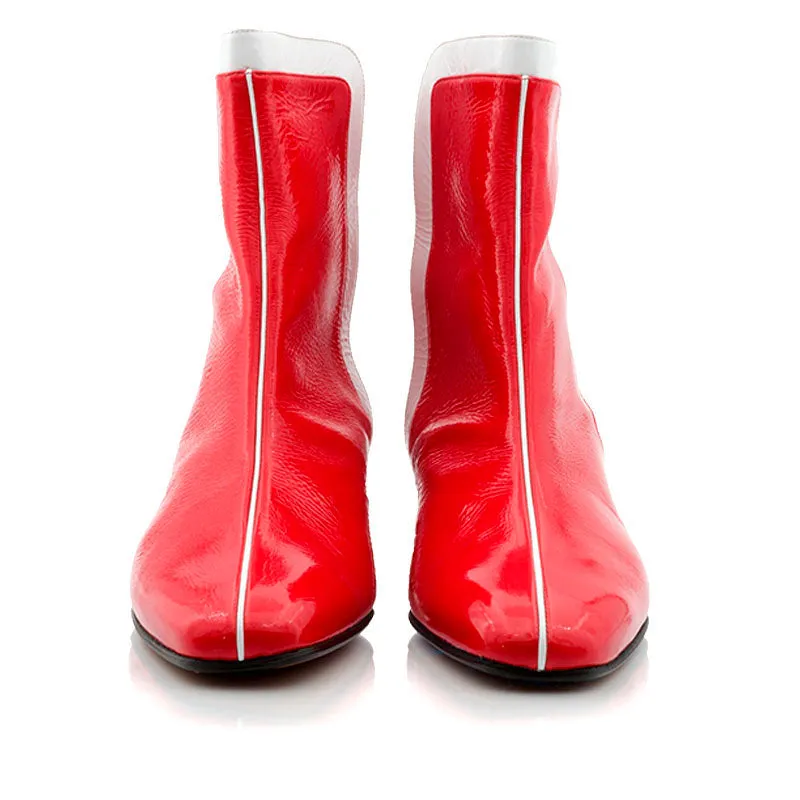 Bégum Paris Chéri Vogue bottines vernis rouge vif talon 3 cm