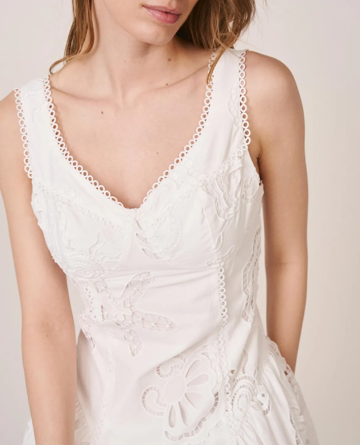 Alma en Pena V26CL0262 robe midi blanche coton