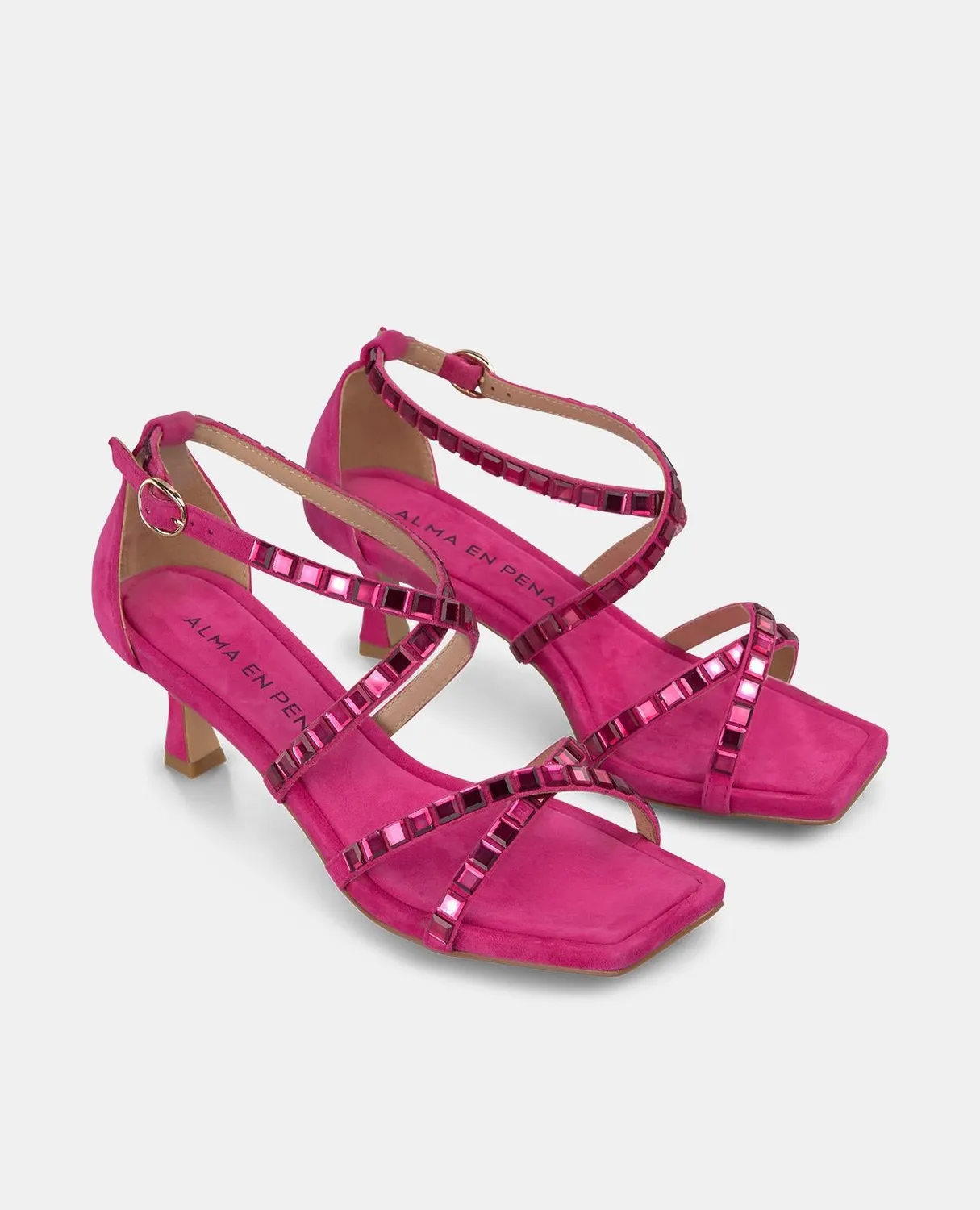 Alma en Pena V250869 sandales talon fuchsia strass