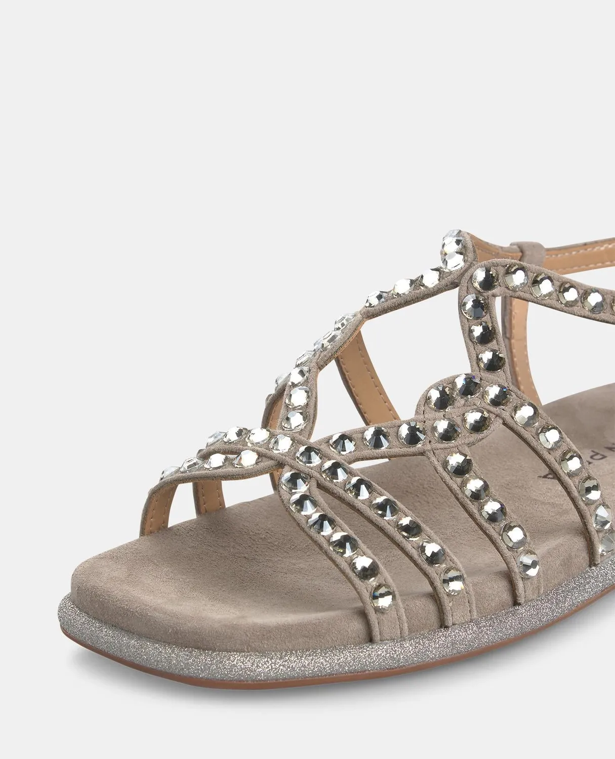 Alma en Pena V2551600 sandales plates strass taupe 2 cm