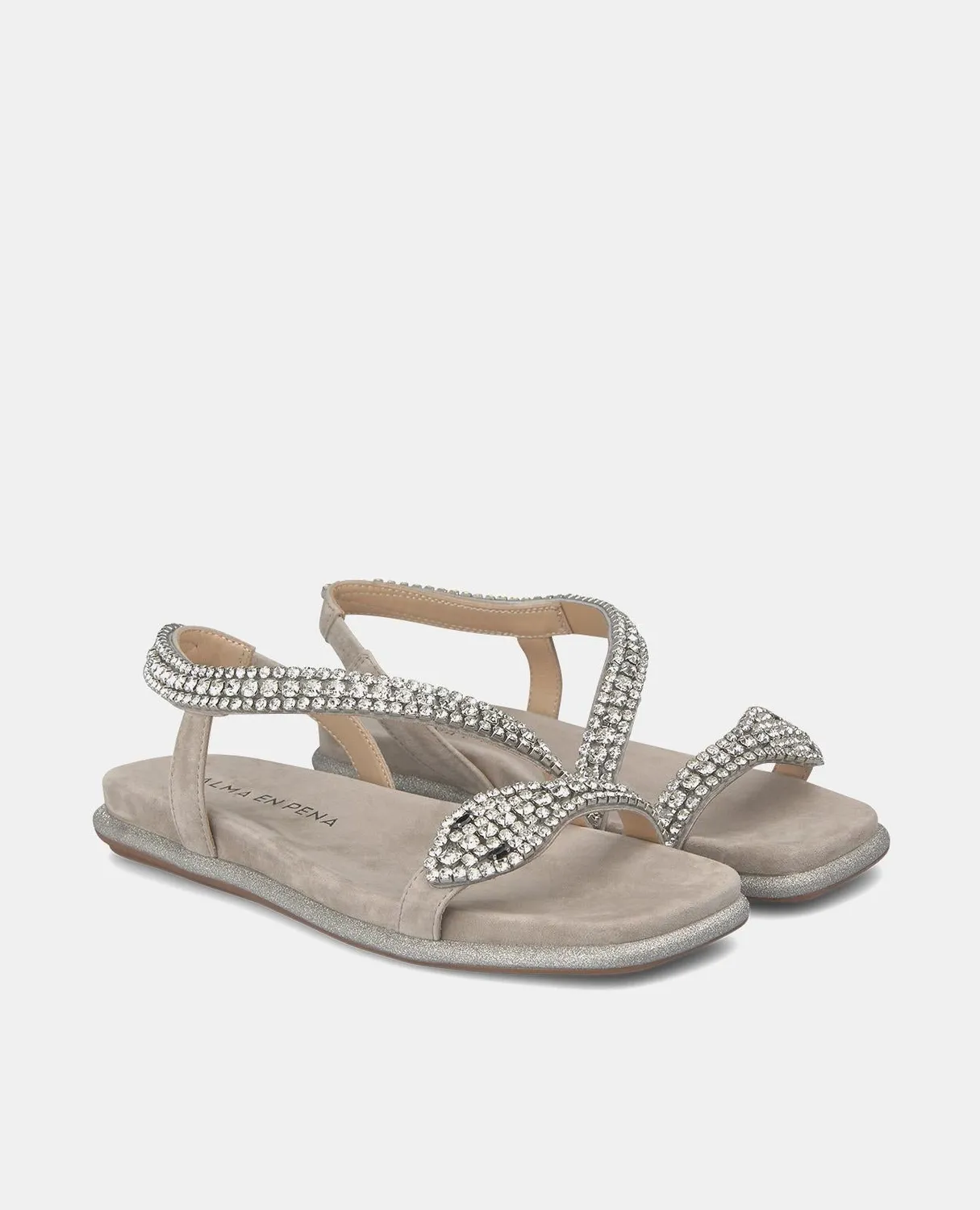 Alma en Pena V240842 sandales plates taupe strass