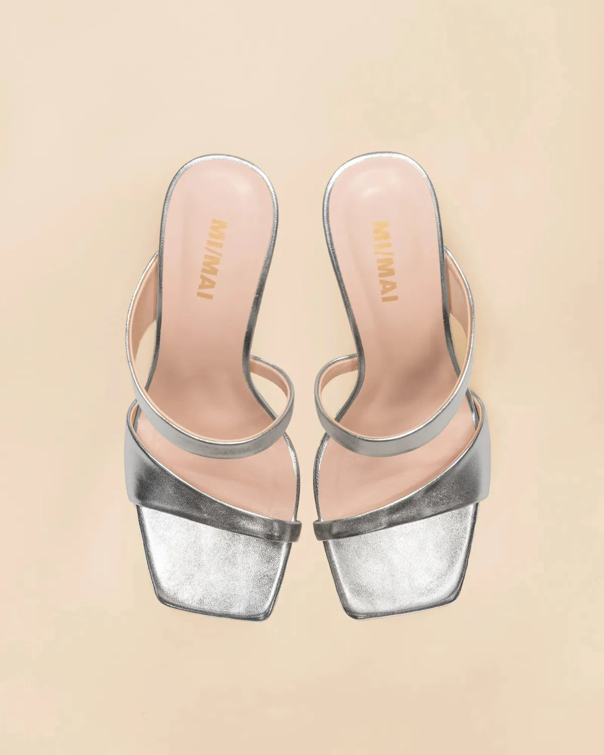 Mi/Mai Tara Silver Nappa sandales cuir doré talon haut