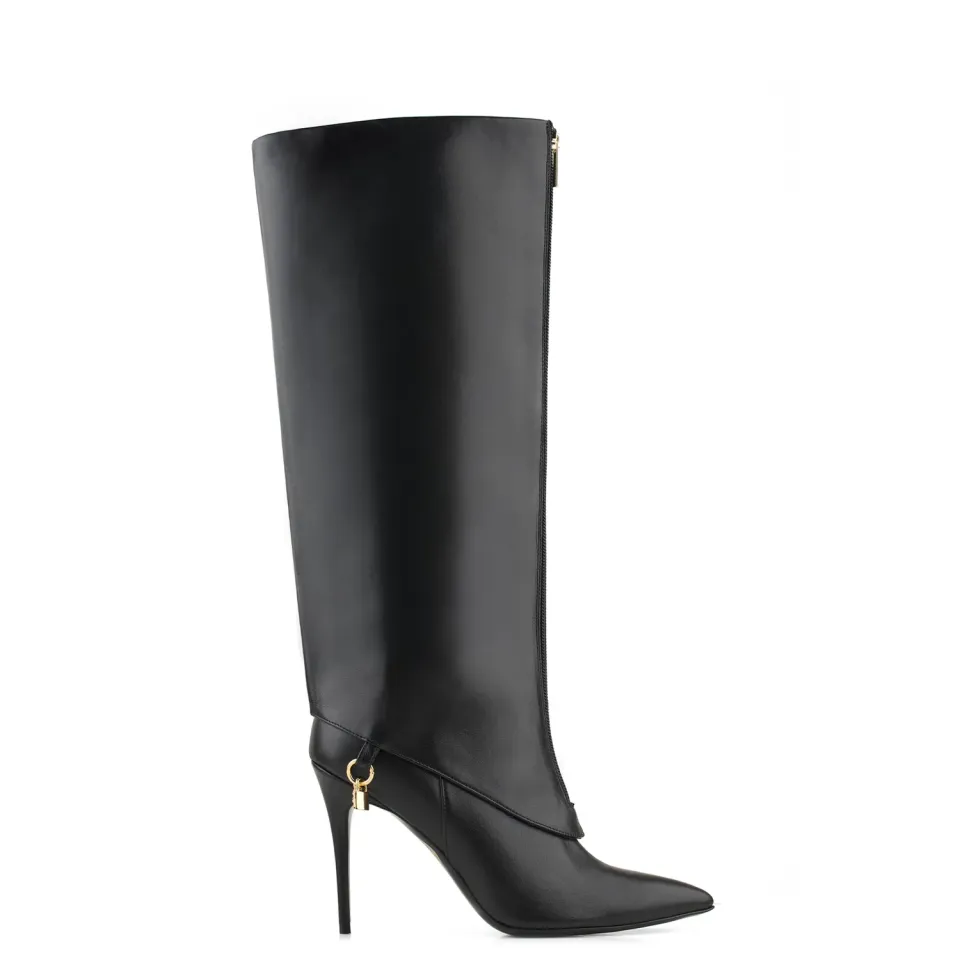 Maison Ernest Legend 100 bottines noires cuir mat guêtres 10 cm