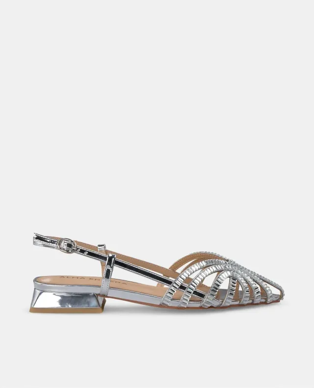 Alma en Pena V250493 sandales plates argent strass