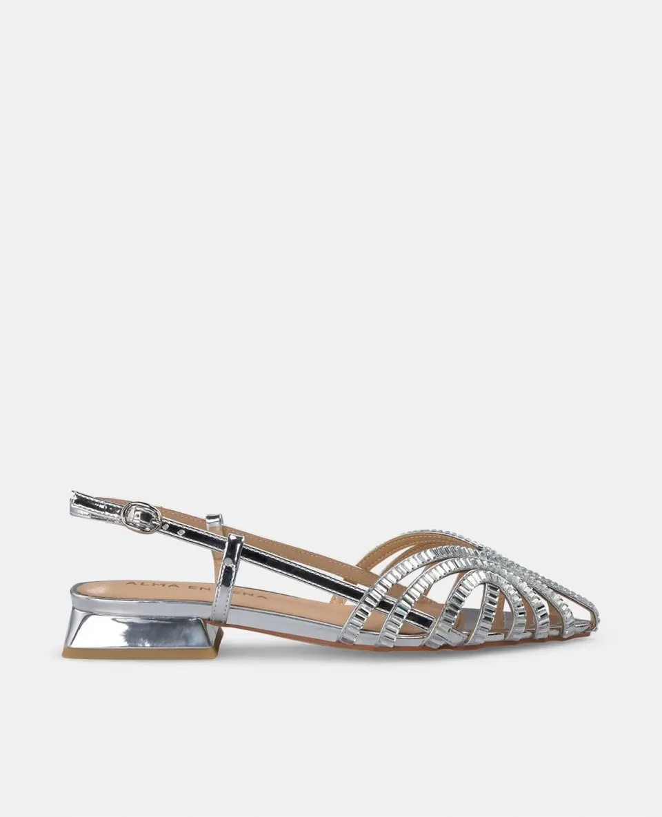 Alma en Pena V250493 sandales plates argent strass