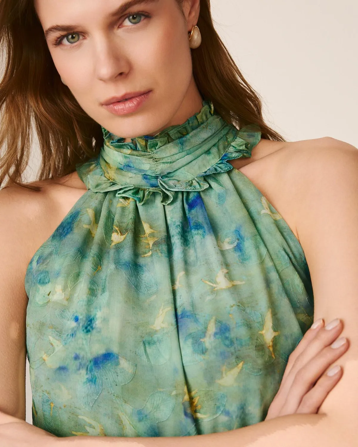Alma en Pena V26CL0237 robe midi verte volants