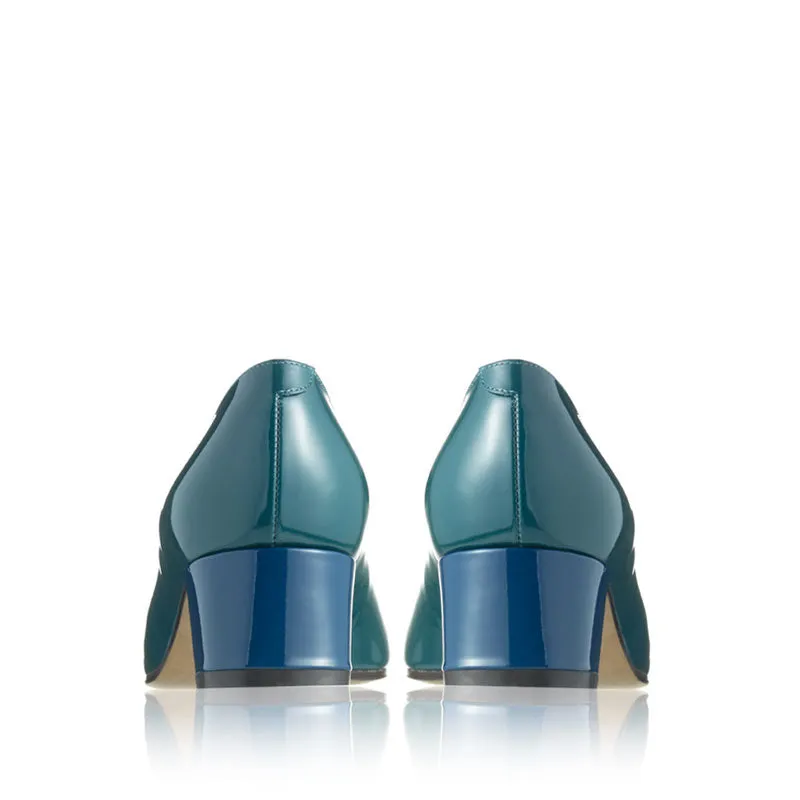 Bégum Paris Echo escarpins turquoise vernis talon 4 cm